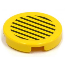 Part 4150pb027 Yellow Tile, Round 2 x 2 with Black Stripes on Yellow Background Pattern (Sticker) - Set 6557 